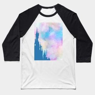 Paris Magic Castle Watercolor Baseball T-Shirt